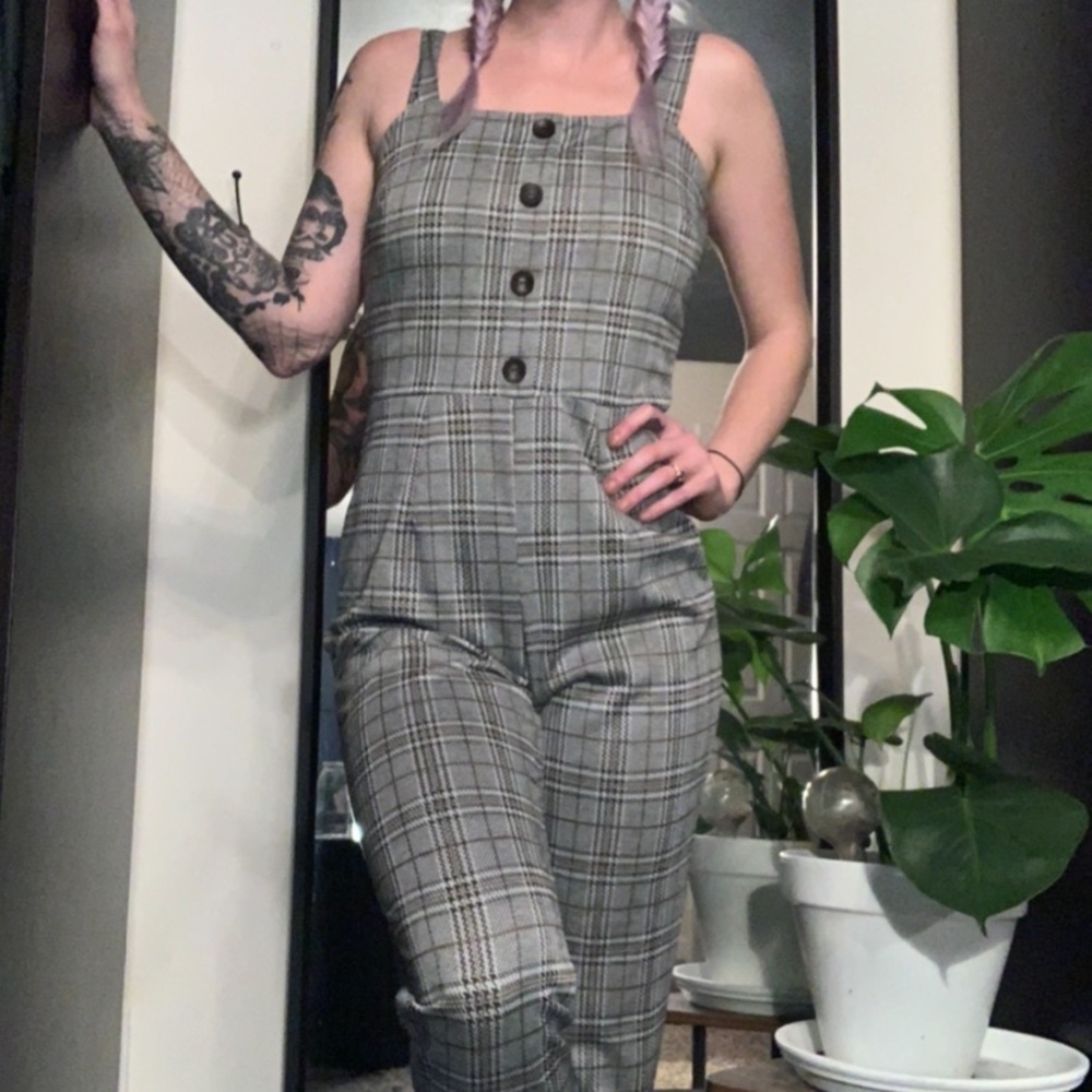 Plaid overalls
